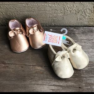 0-6 months Baby Girl Gold & Rose Gold Moccasins